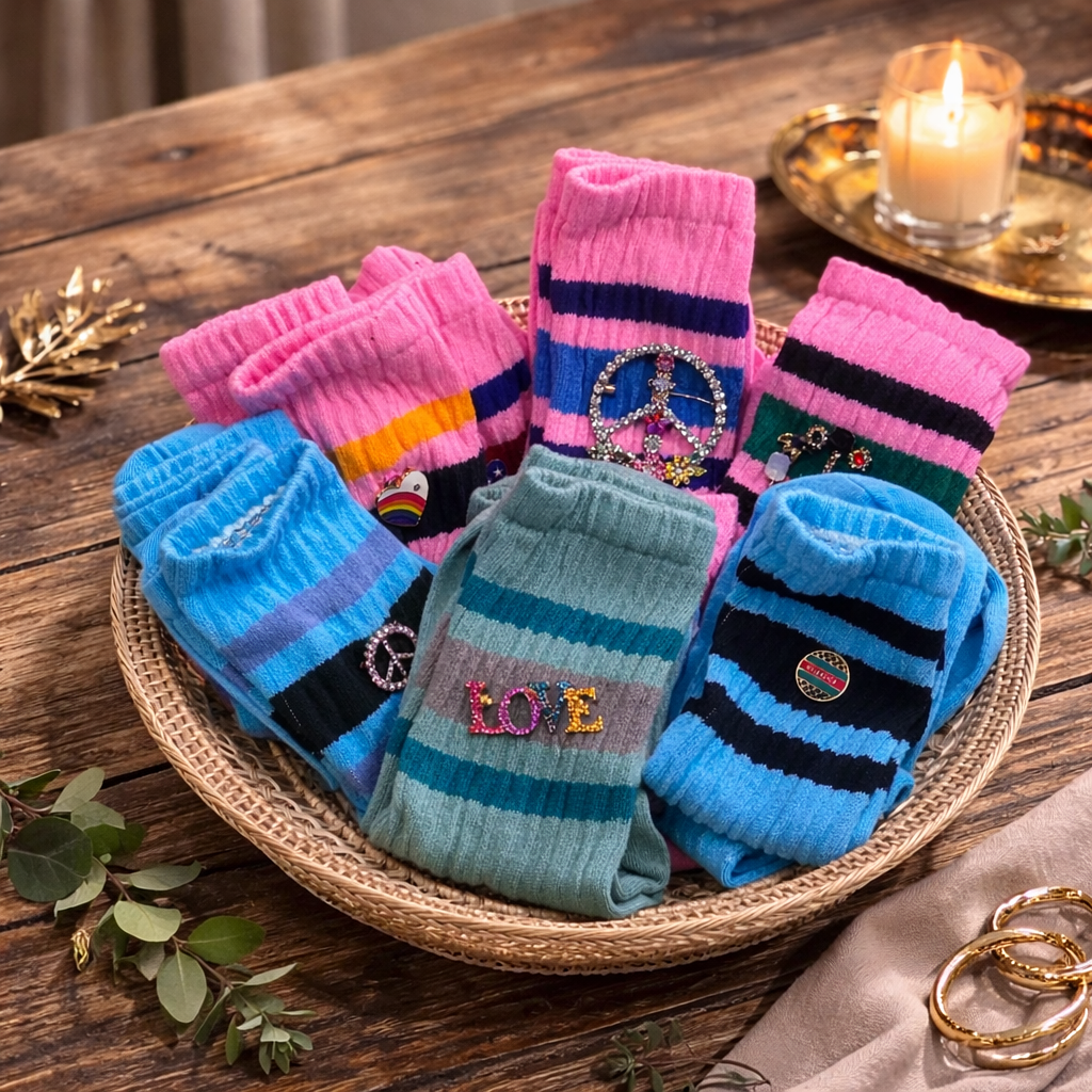 Hand Dyed Socks with Charms