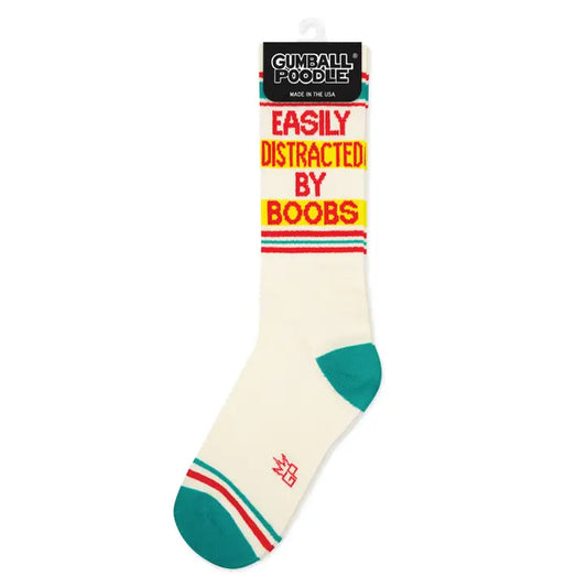 Easily Distracted By Boobs Gym Crew Socks