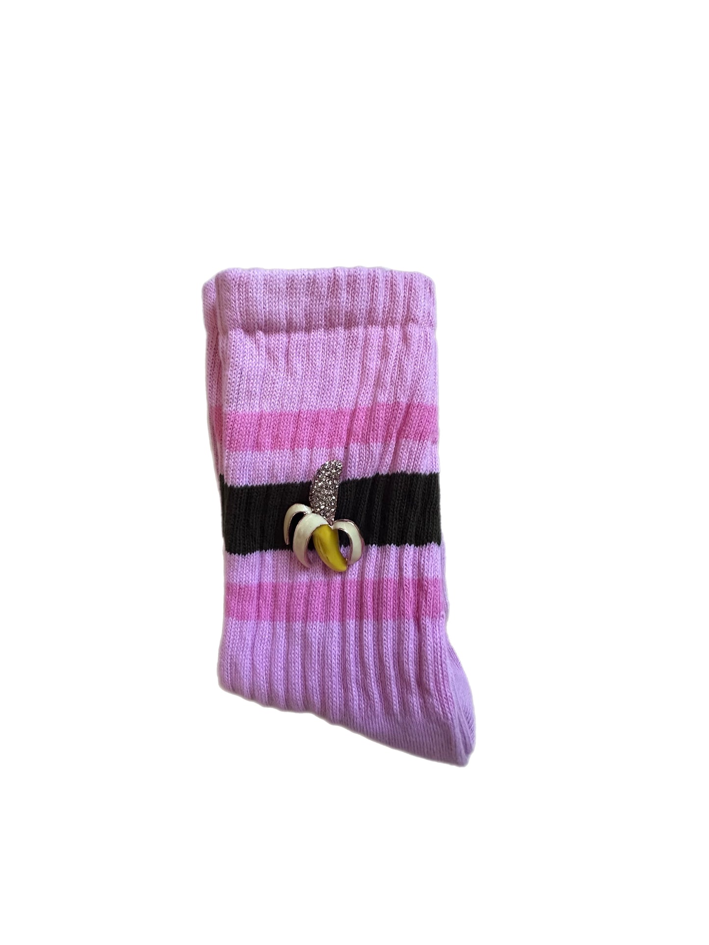 Retro Stripe Hand-Dyed Crew Sock with Charm