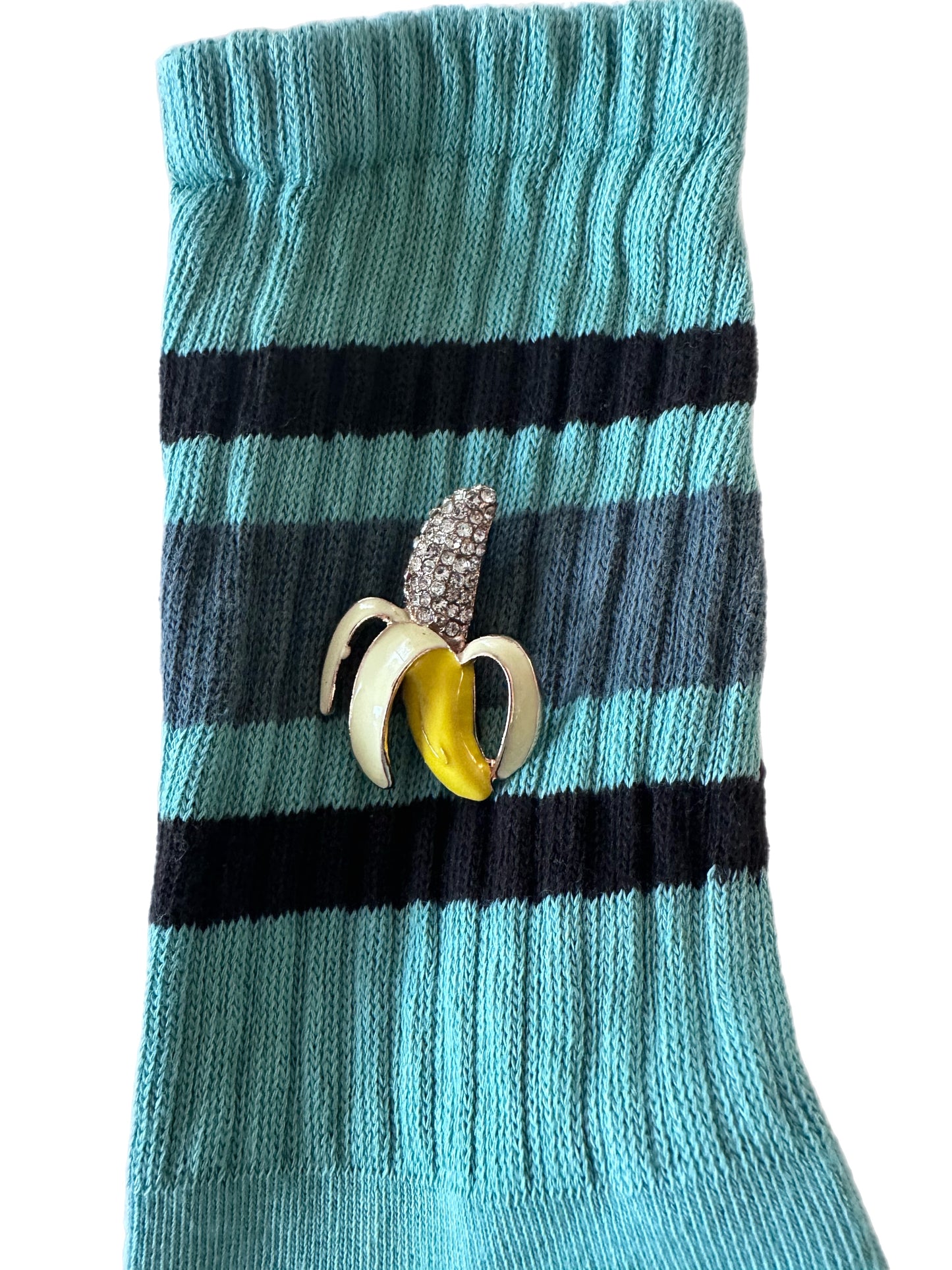 Retro Stripe Hand-Dyed Crew Sock with Charm