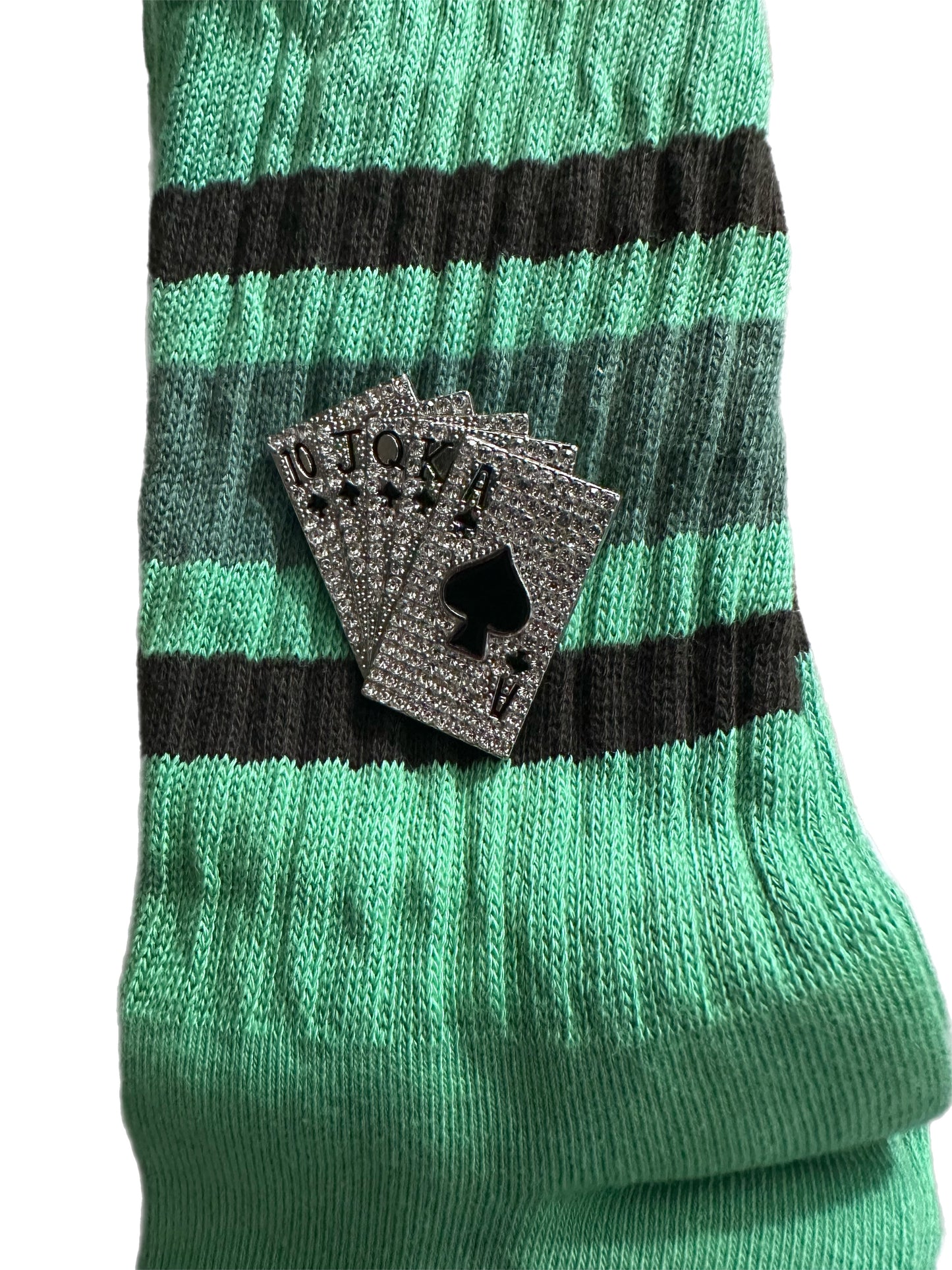 Retro Stripe Hand-Dyed Crew Sock with Charm
