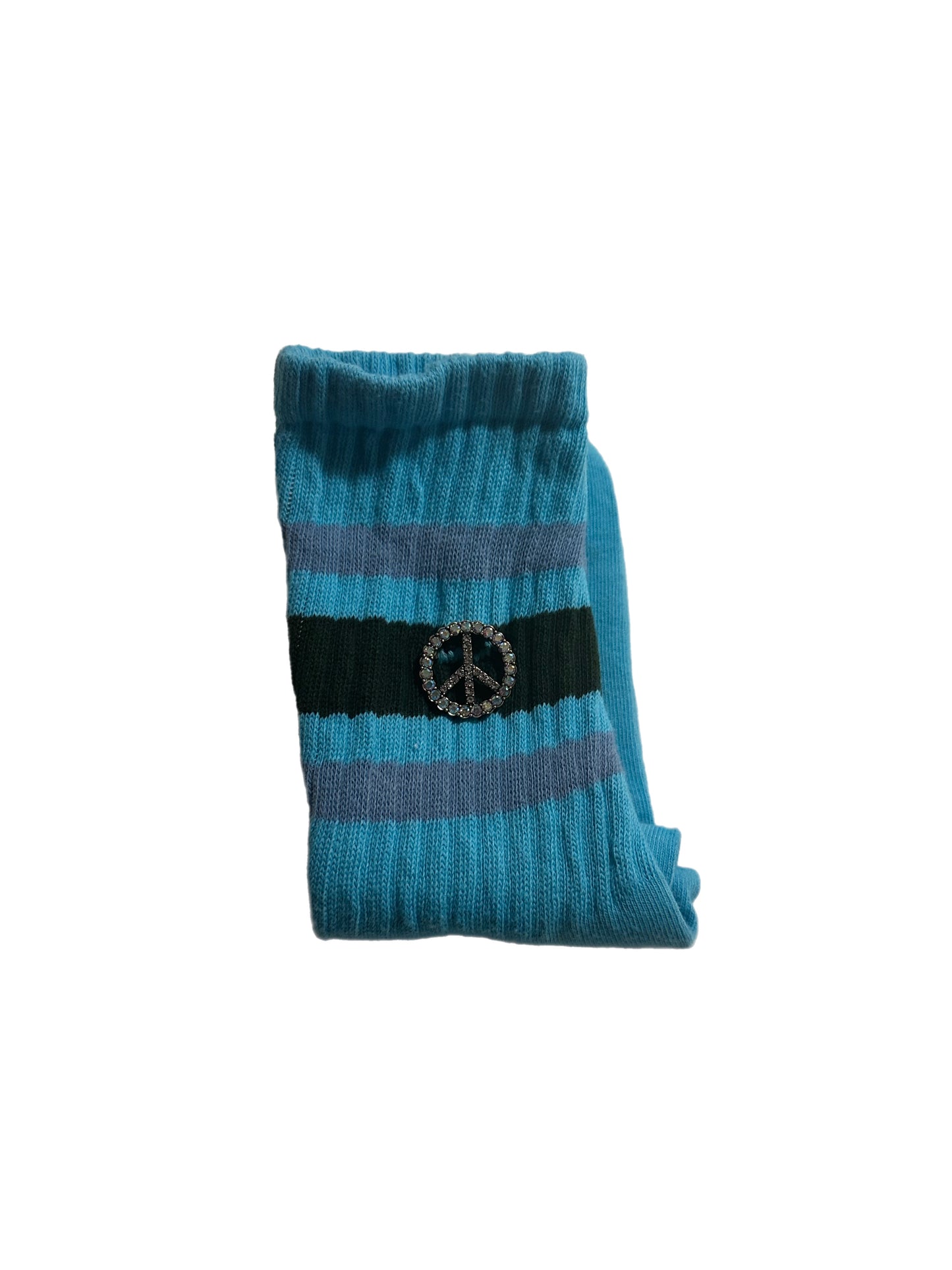 Retro Stripe Hand-Dyed Crew Sock with Charm