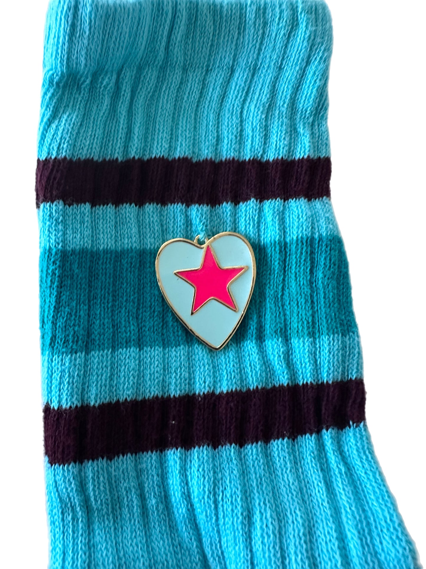 Retro Stripe Hand-Dyed Crew Sock with Charm