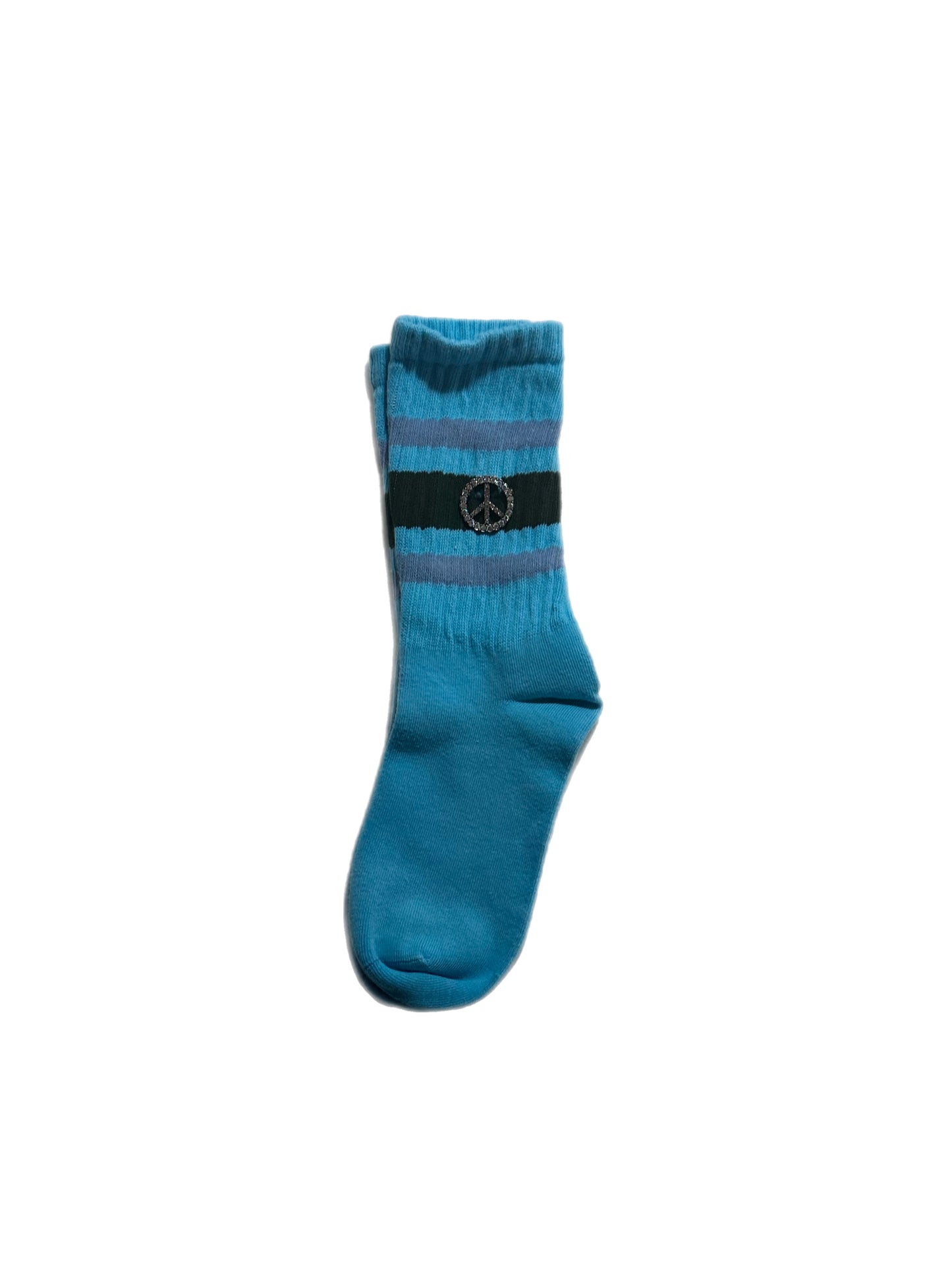 Retro Stripe Hand-Dyed Crew Sock with Charm