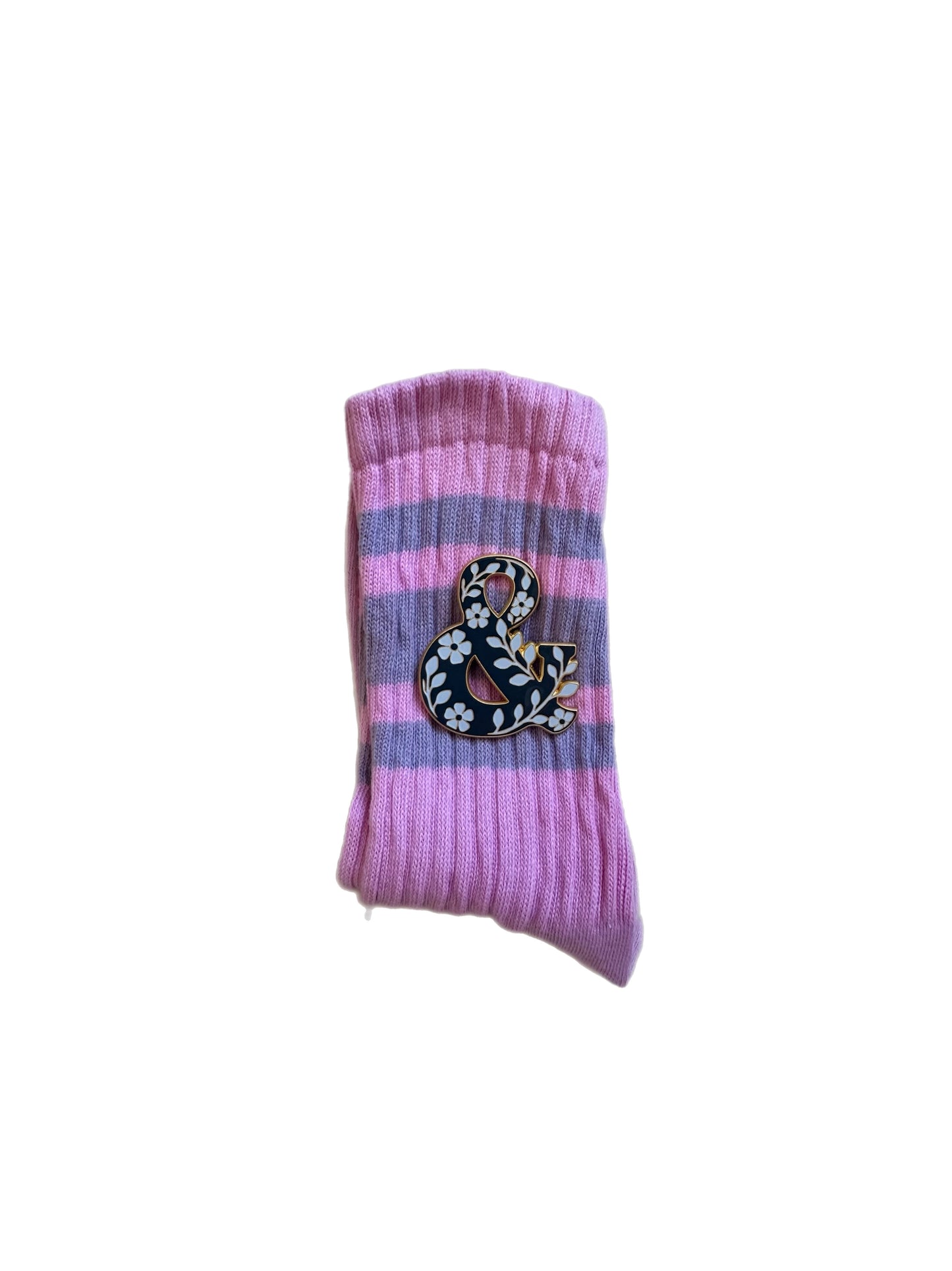 Retro Stripe Hand-Dyed Crew Sock with Charm