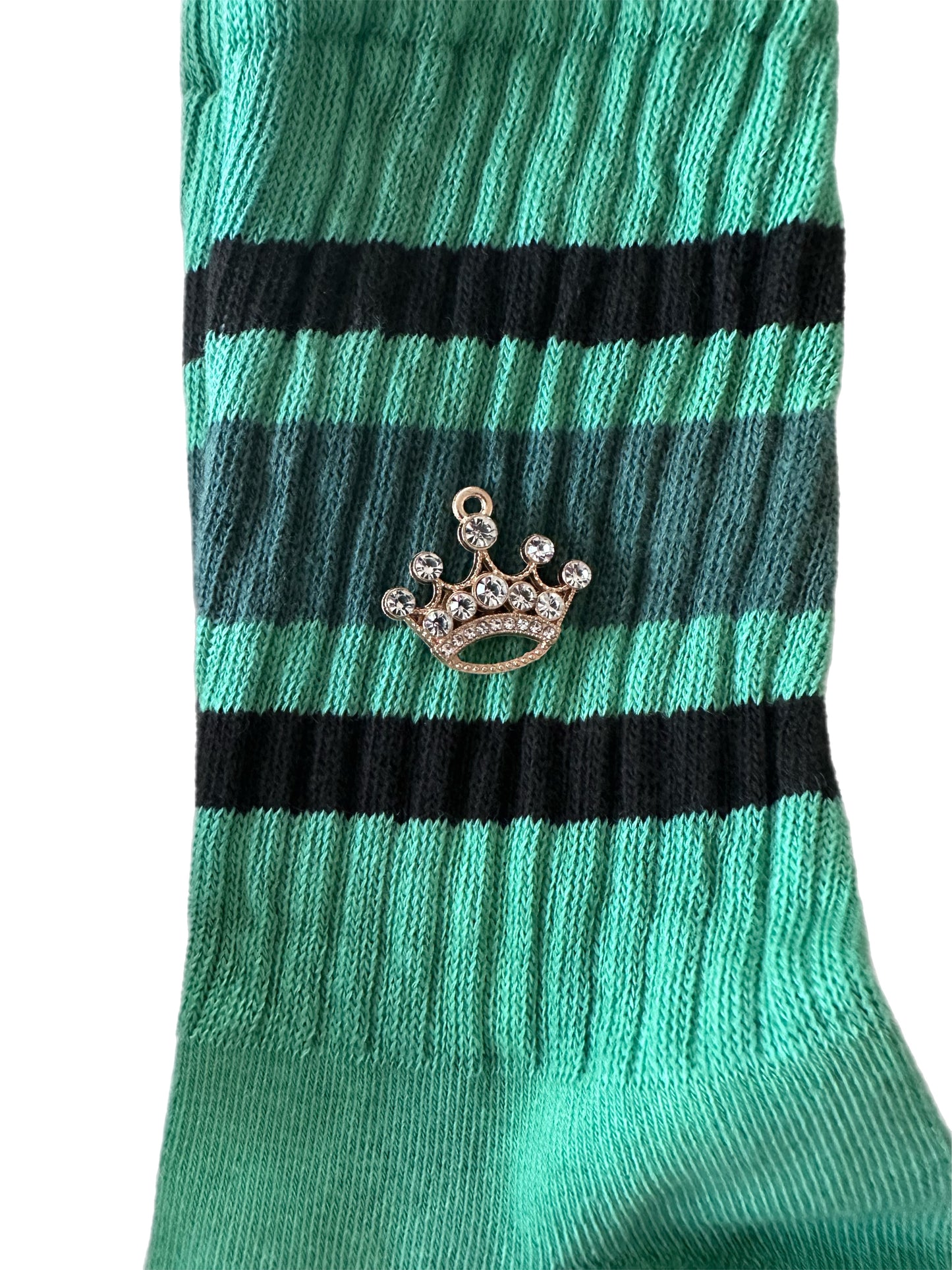 Retro Stripe Hand-Dyed Crew Sock with Charm