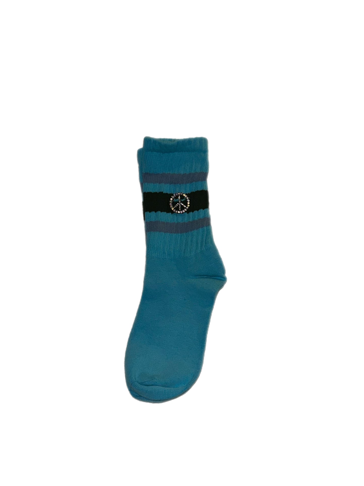 Retro Stripe Hand-Dyed Crew Sock with Charm