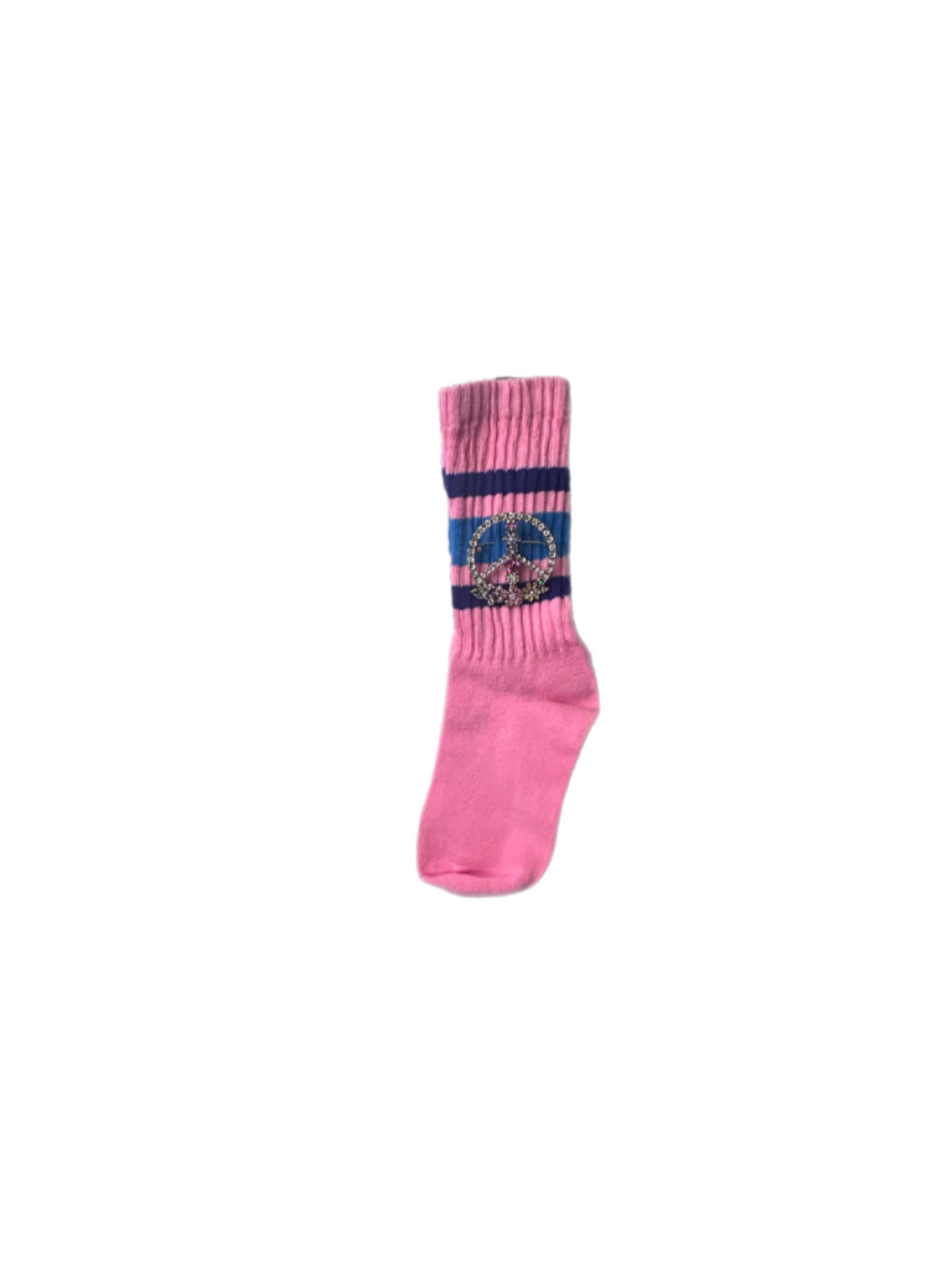 Retro Stripe Hand-Dyed Crew Sock with Charm