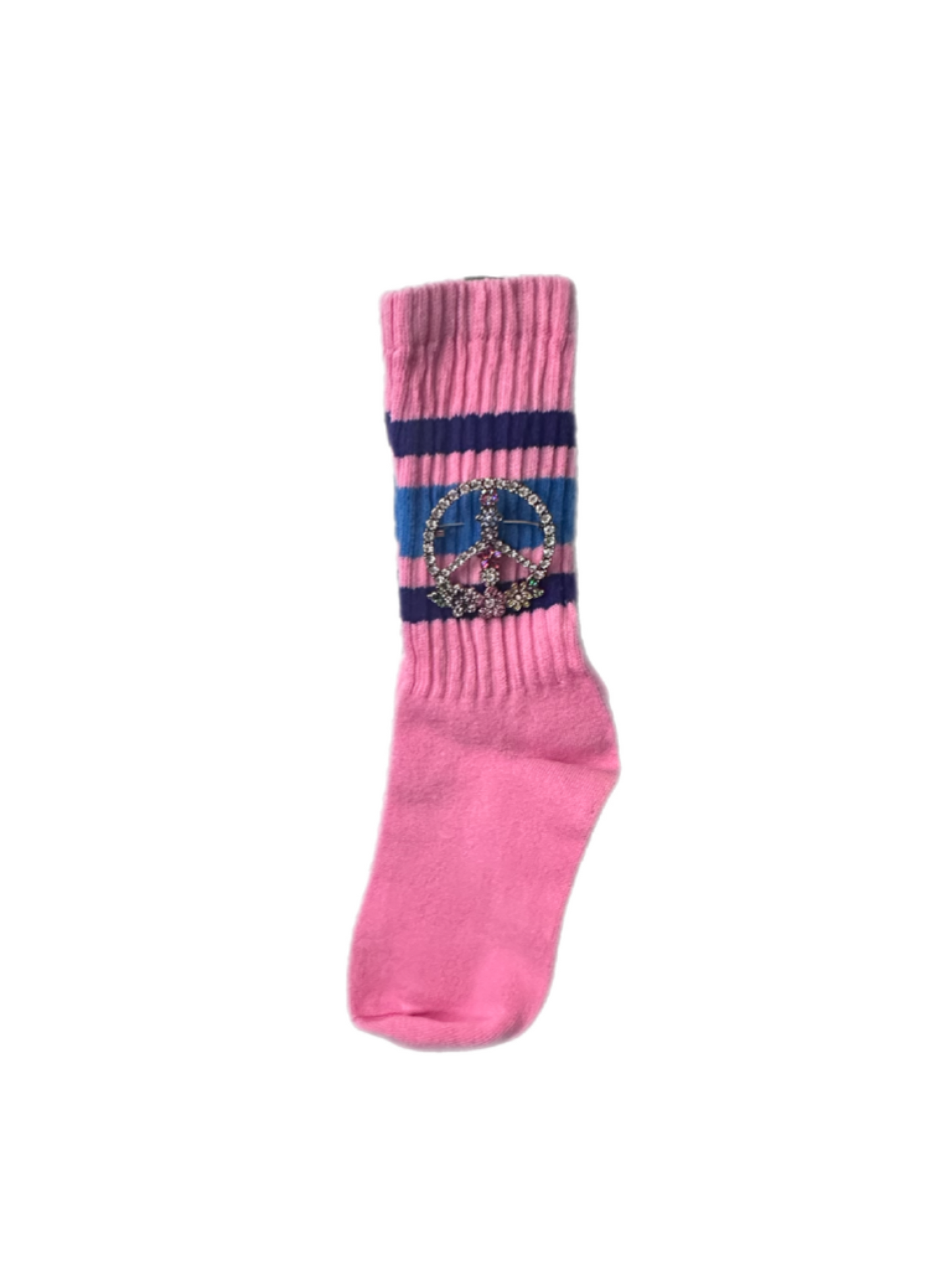 Retro Stripe Hand-Dyed Crew Sock with Charm