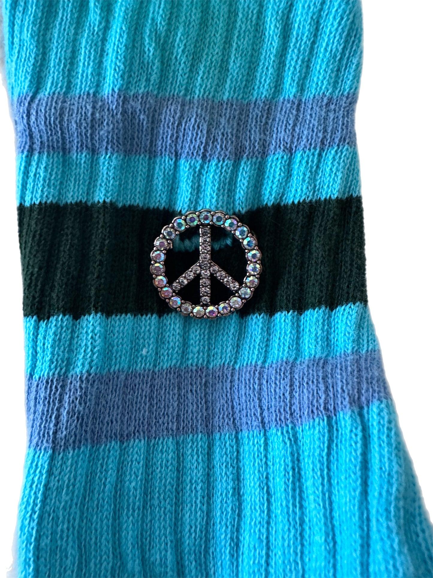 Retro Stripe Hand-Dyed Crew Sock with Charm