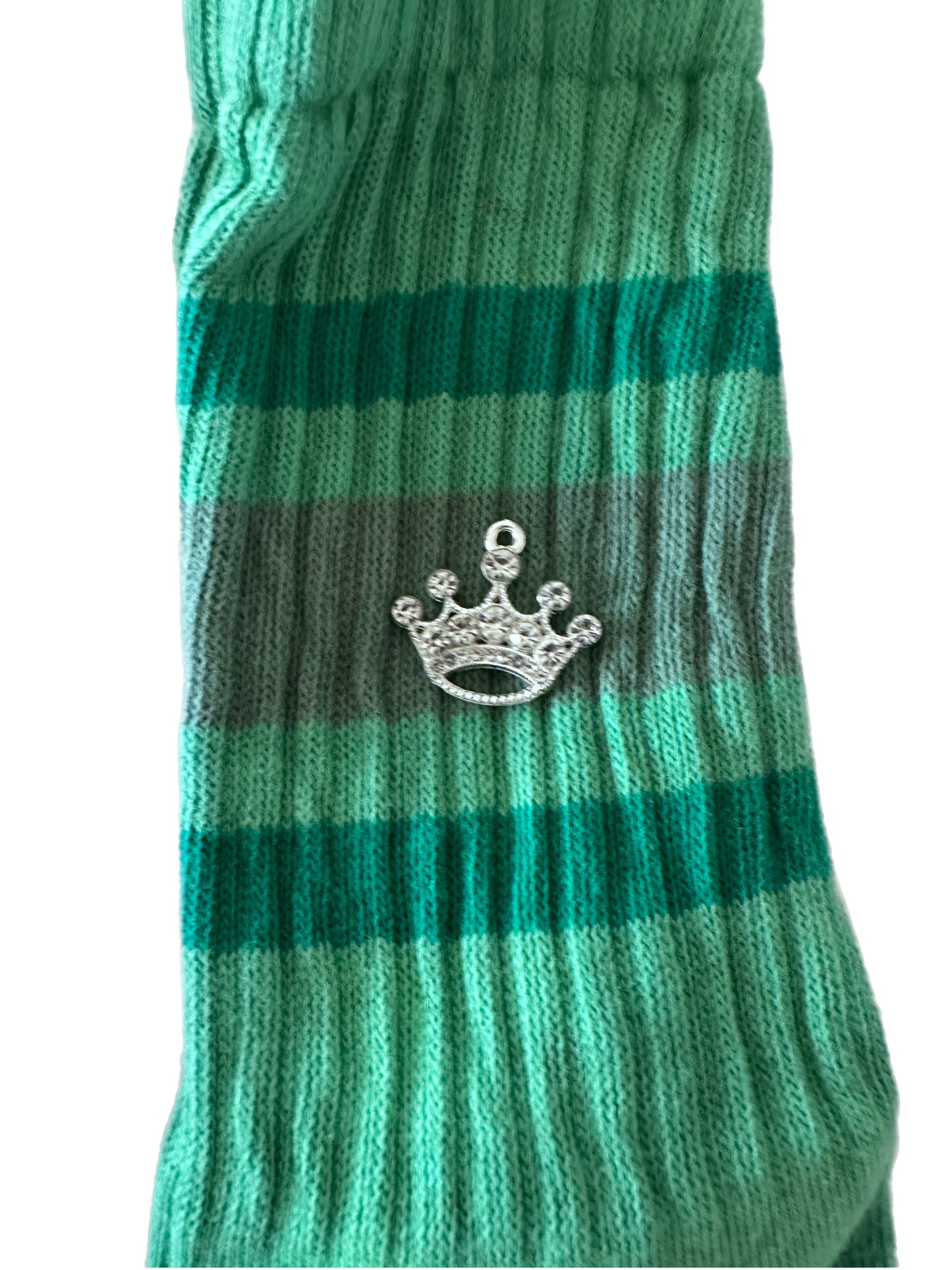 Retro Stripe Hand-Dyed Crew Sock with Charm