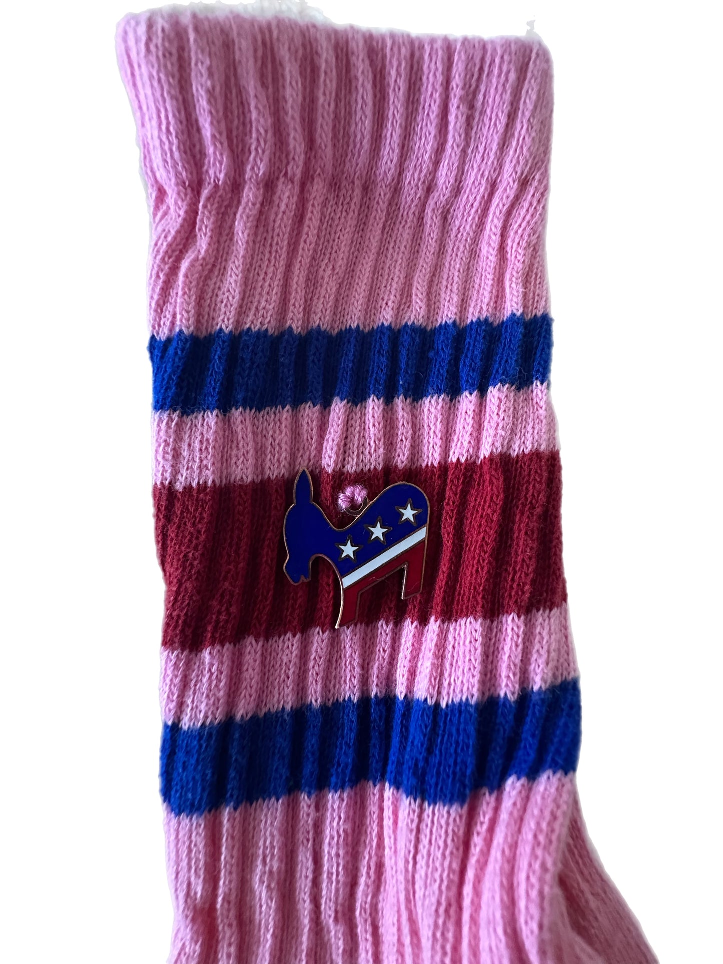 Retro Stripe Hand-Dyed Crew Sock with Charm
