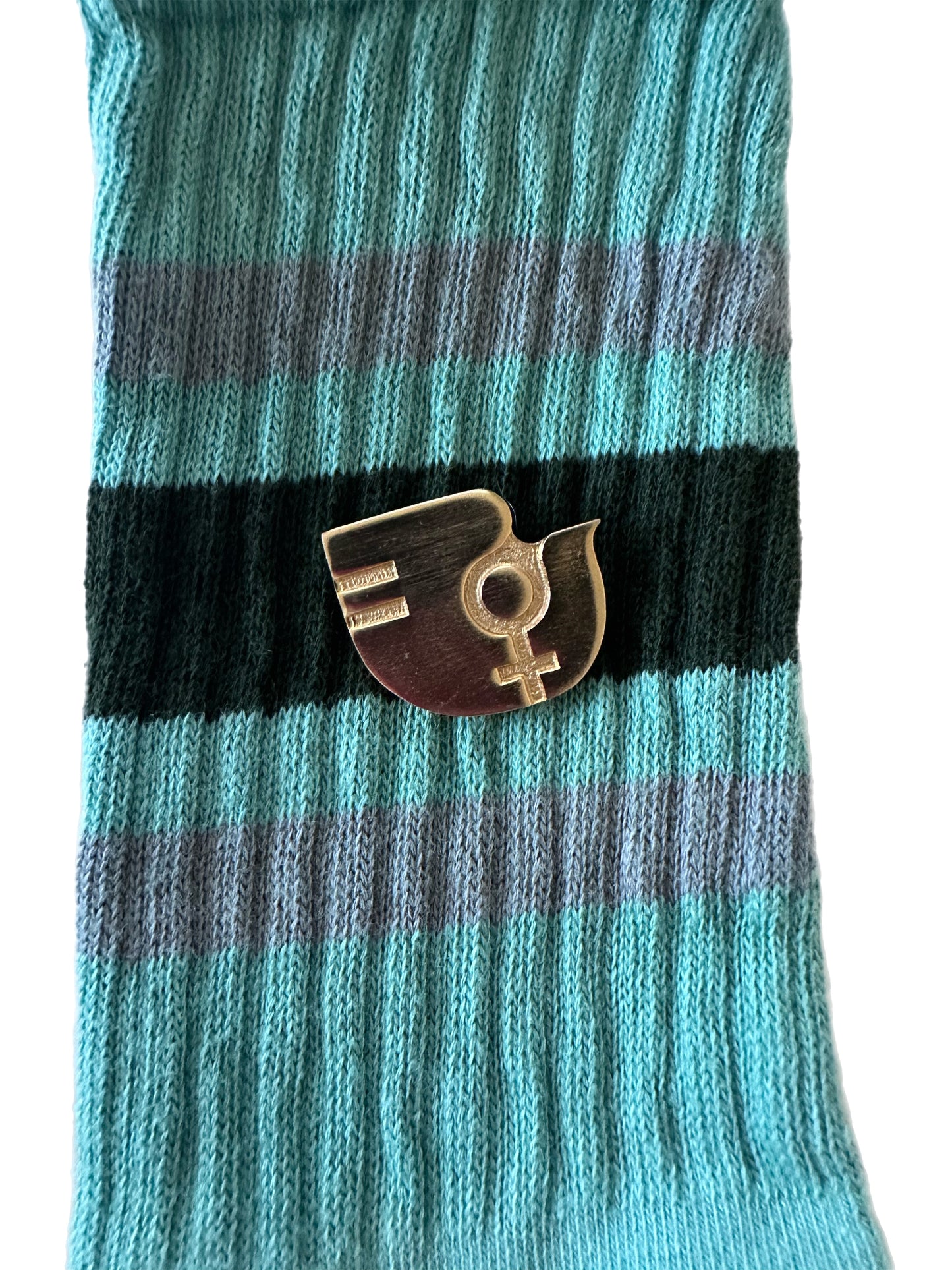 Retro Stripe Hand-Dyed Crew Sock with Charm