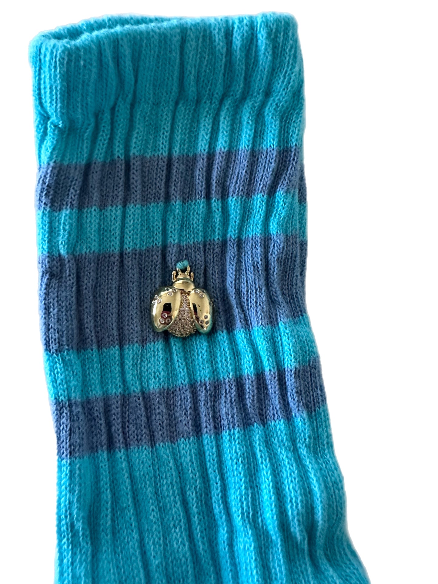 Retro Stripe Hand-Dyed Crew Sock with Charm
